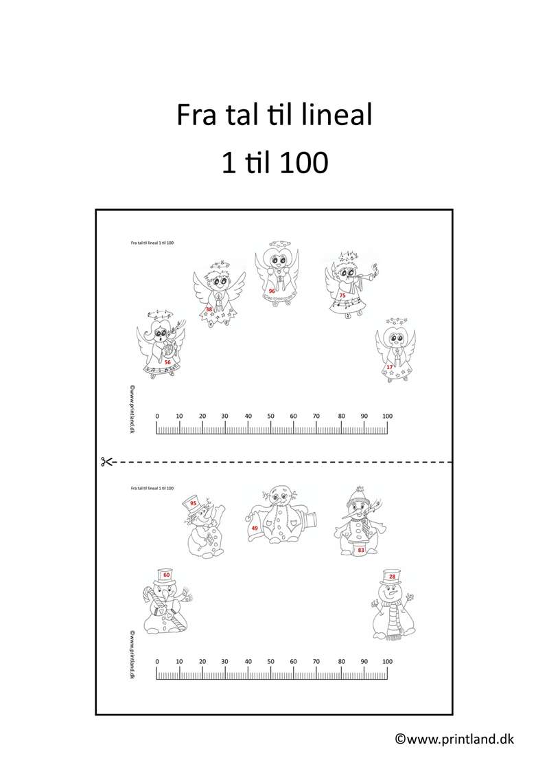 a16. forside fra tal til lineal 1 til 100
