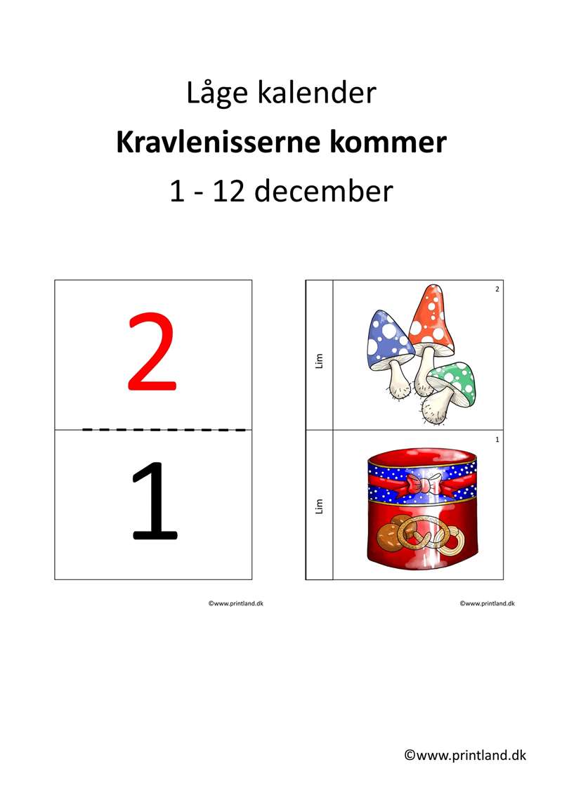 a11. forside lågekalender 1 - 12 december