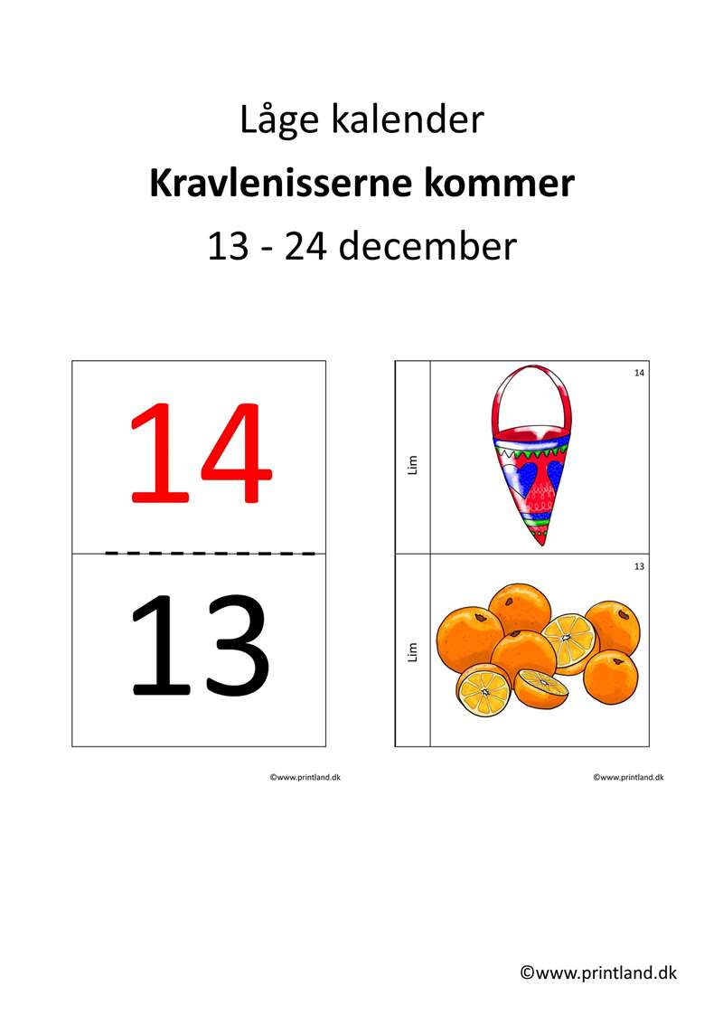 a12. forside lågekalender 13 - 24 december