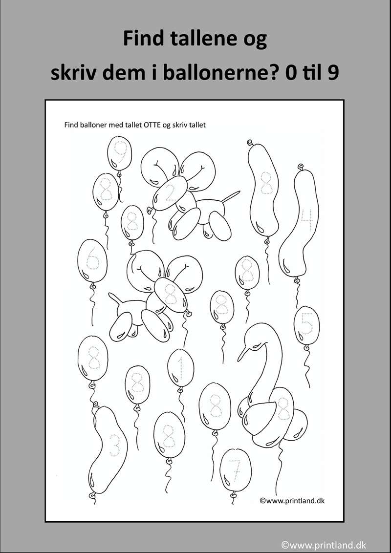 a18. find tal skriv i balloner