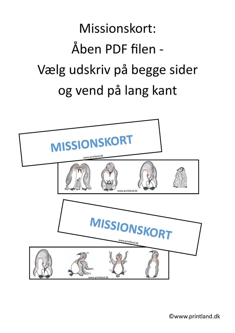p16. forside missionskort pingviner